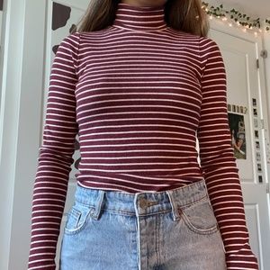 maroon striped turtleneck